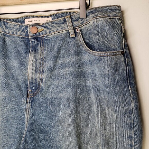 NWOT Asos Denim Rebel SB Remo Crop Jeans US 14/32 High Rise Straight Leg - Picture 2 of 8